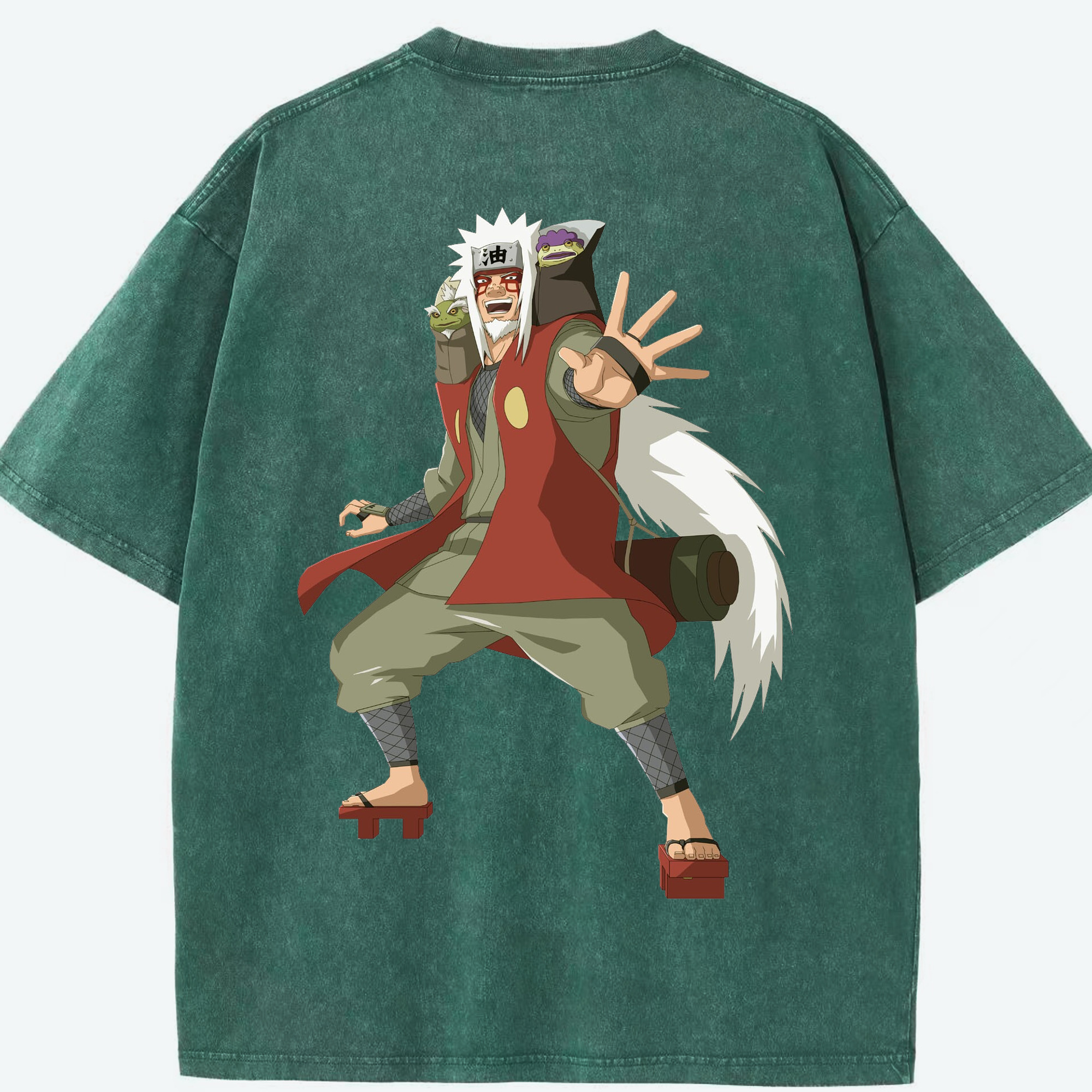 （画像用） NARUTO -ナルト- 自来也（じらいや） Jiraiya 綿100% ヴィンテージ風 半袖Tシャツ（背面プリント）